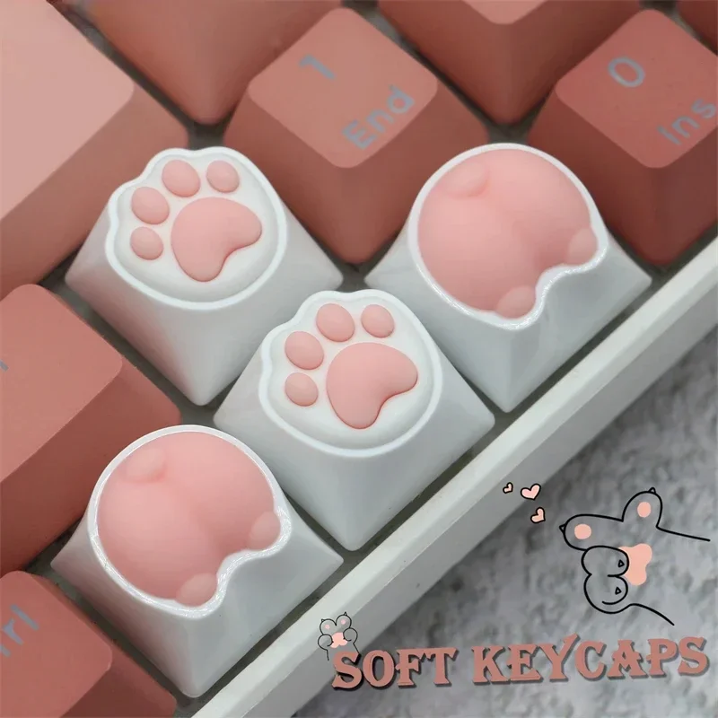 1-teilige rosa Katzenklaue-Tastenkappe für mechanische Tastatur, einzelne Silikon-Katze, Hintern-Tastenkappe, mädchenhaftes Herz, Computer-Peripheriegeräte