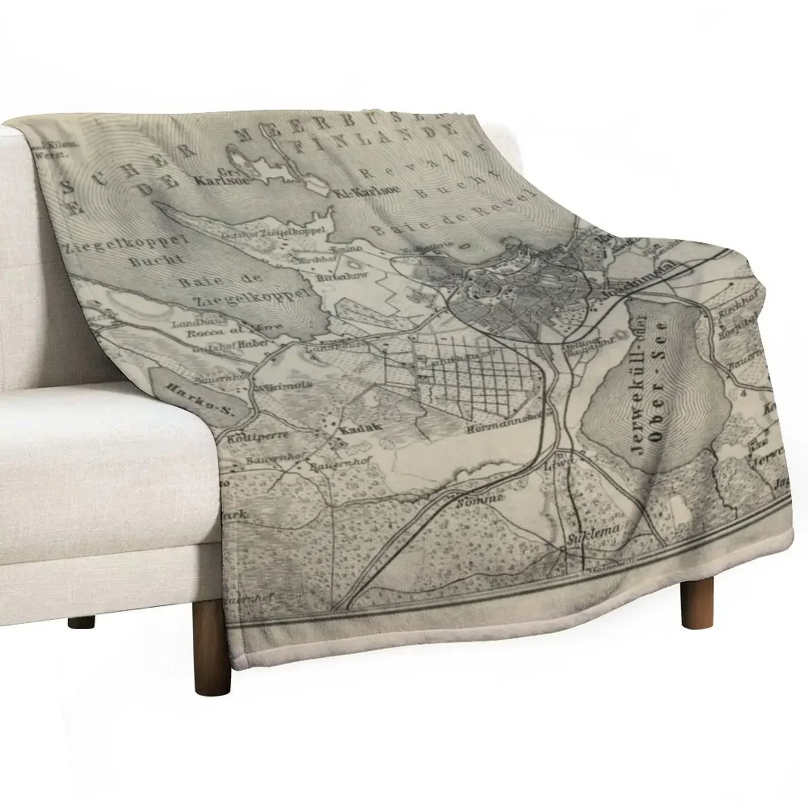 

Vintage Tallinn Estonia Map (1914) V.2 Throw Blanket Multi Purpose Soft Warm Blanket for Home Travel