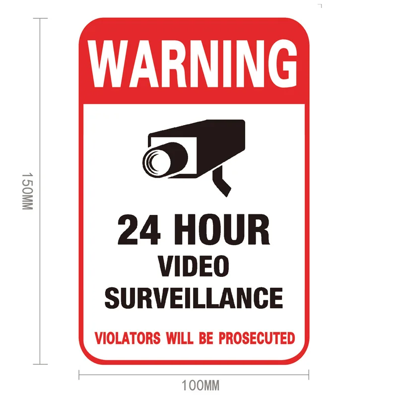 24h Video Camera System Sign  Monitor Decal Public Areacamera Sticker Signage Waterproof Easily Removable Wall Decal Surveillanc