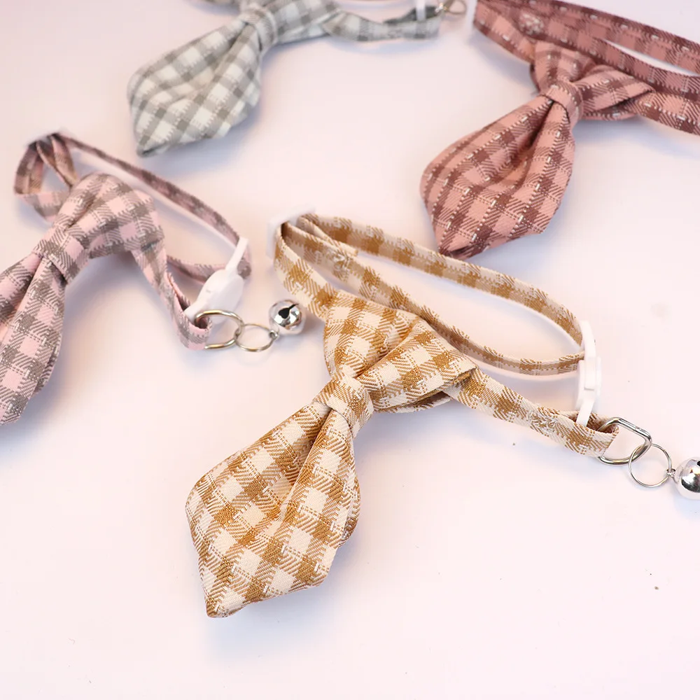 

New Pet Supplies: Cat Bow Ties, Neckties, Checkered Collars, Small Dog Neck Rings, Adjustable Gentleman Bow Accessories