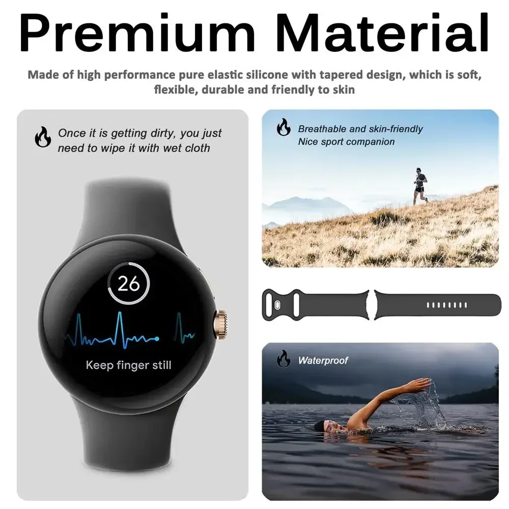 No Gap Silicone strap For Google Pixel Watch band Sport Smartwatch wrist Bracelet Correa Accessories