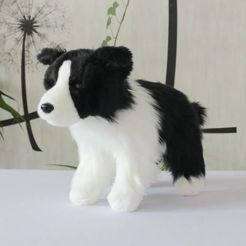 lovely plush white&black dog toy high quality shepherd doll gift about 31x24cm