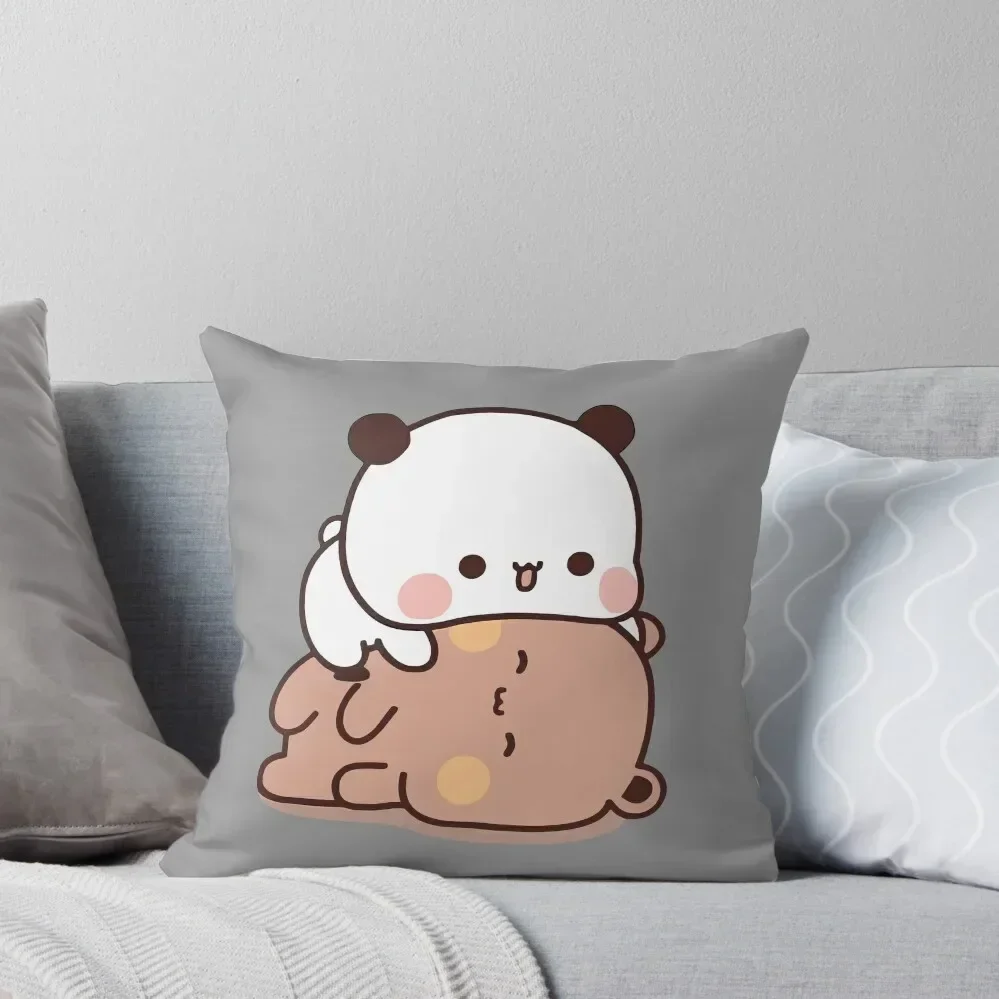 

BuBu Panda and DuDu Bear are playing together  Throw Pillow Cushions Home Decor Pillows Aesthetic Cushion Child pillow