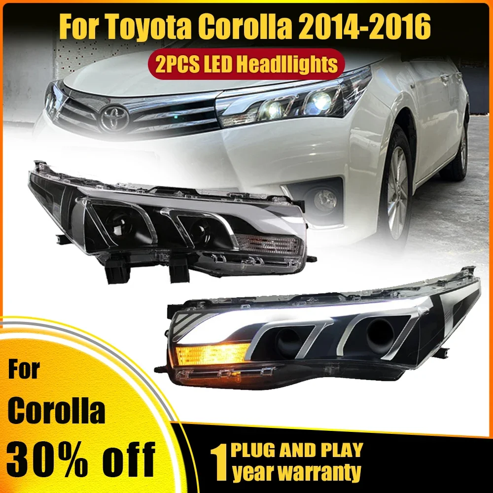 Headlights for Toyota Corolla 2014 2015 2016 LED Head Lamp Running Turn Signal Lamps Led Projector Bifocal Lens Auto Accessories