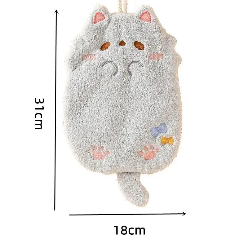Toalla colgante Tanuki de dibujos animados, pelo de terciopelo Coral, no pierde tela gruesa, toallas absorbentes para cocina, baño, toalla de mano