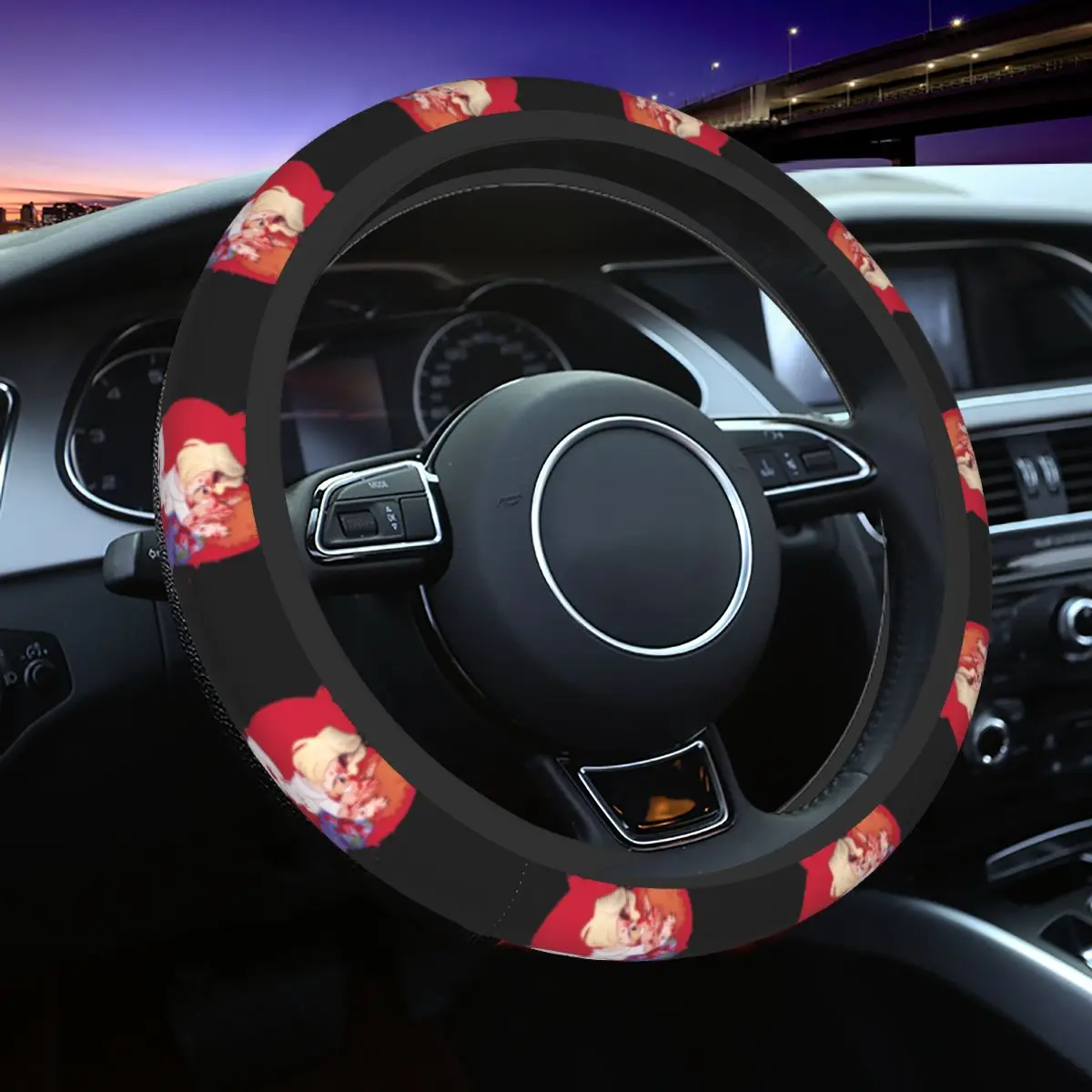 We Belong Dead Chucky Steering Wheel Cover Anti-slip Child's Play Steering Wheel Protector Universal Fit 37-38cm Car Accessories