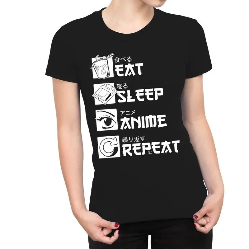 

1T T Shirt Womens Eat Sleep Anime Repeat