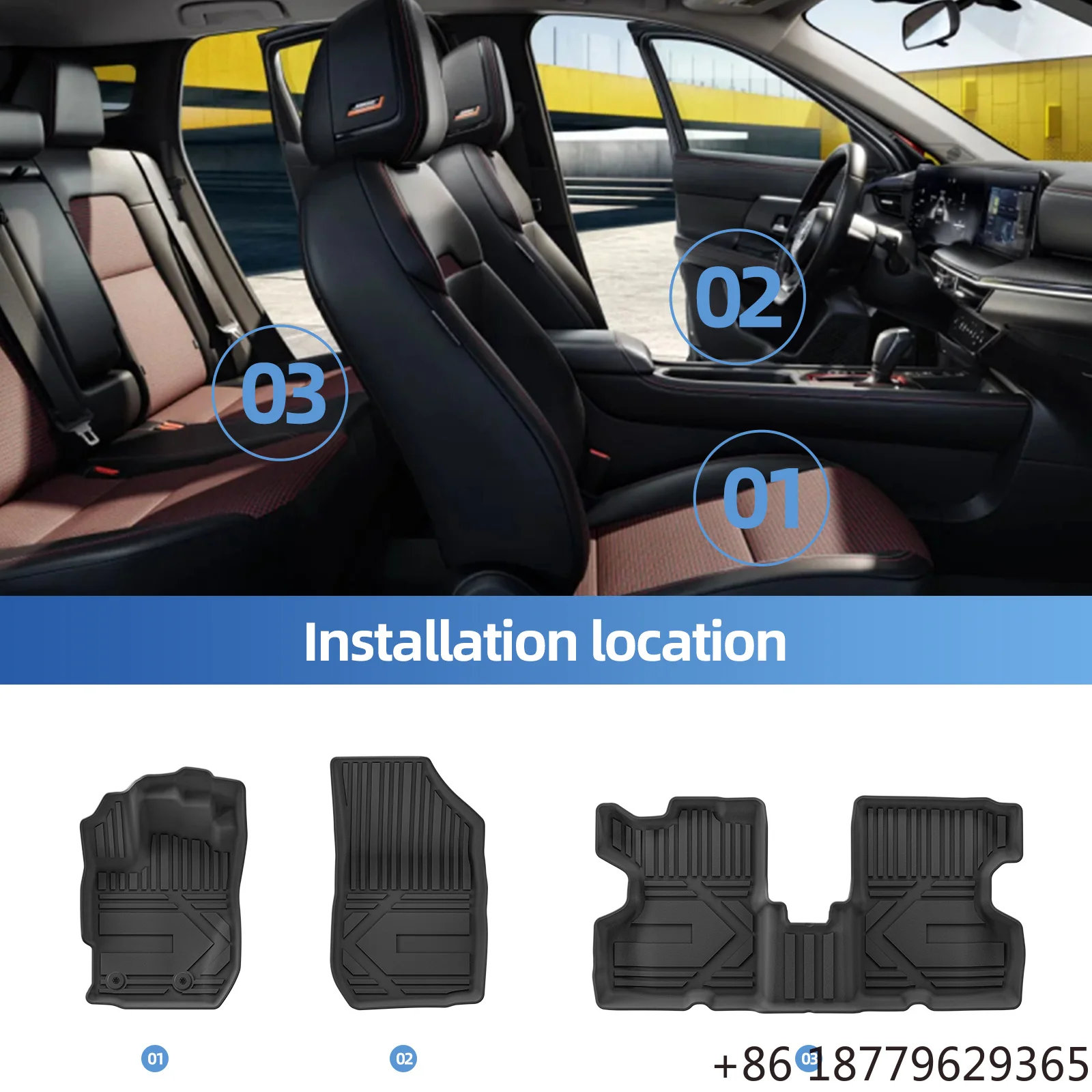 TPE 3D Waterproof Car Floor Mats Foot Pad Left Drive SUV Fitment 2016-2022