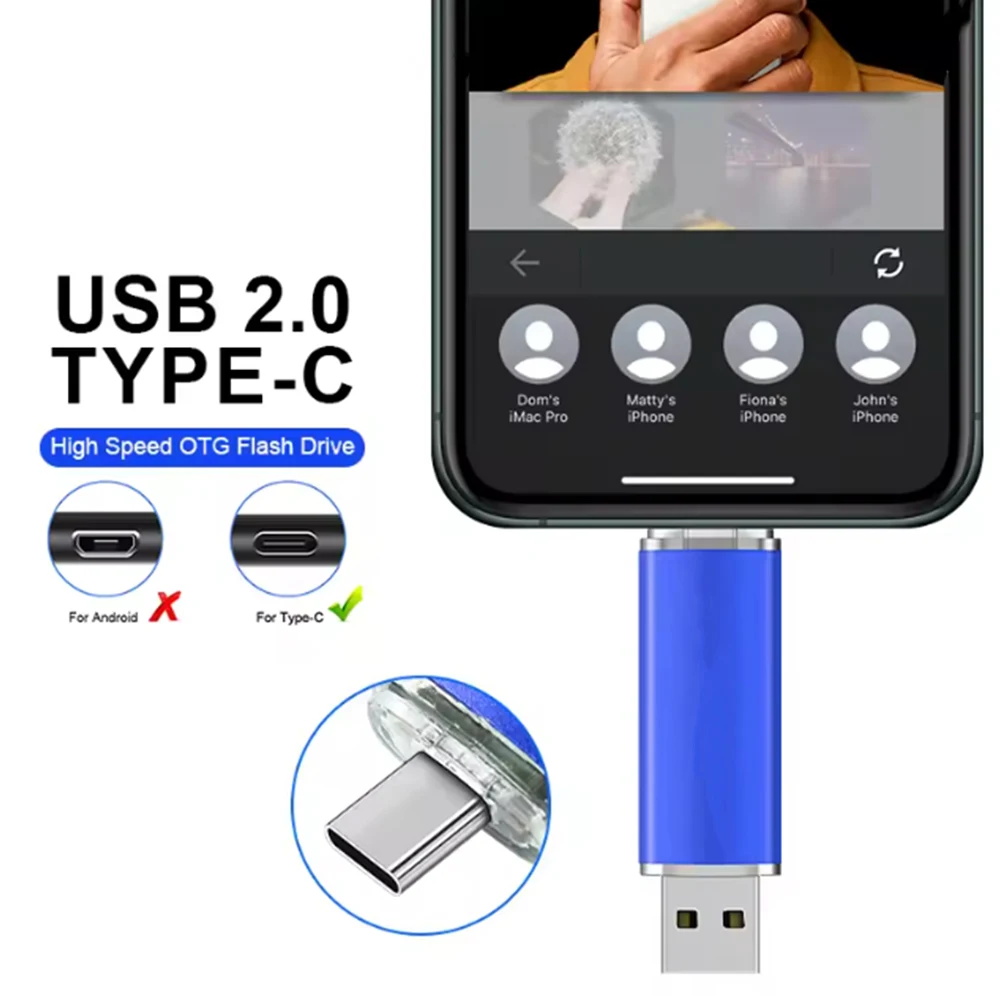 

Metal TYPE-C USB Flash Drive 128GB Memory Stick 64GB 2 in 1 Pen Drive 32G Colorful Pendrive 16G Business Gift Storage Devices 8G