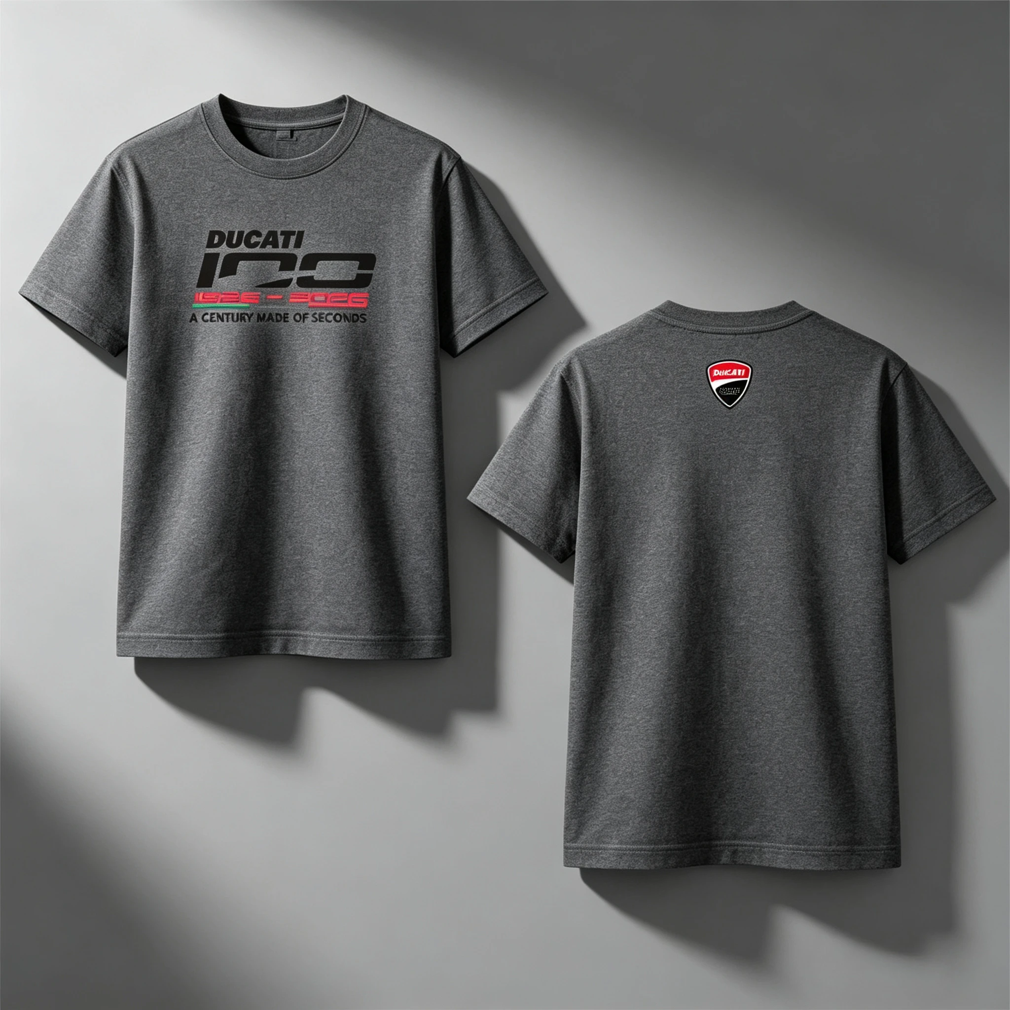 Vintage Motorrad-T-Shirt für Männer DUCATI 100 Jahre Jubiläum Grafik Kurzarm-Shirt Motorradfahrer-Enthusiasten Streetwear – Detail 5