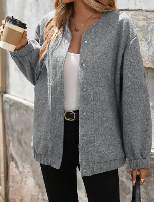 Women's Solid Color Zipper Jacket Casual Long Sleeve Fashion Autumn Clothing Versatile New Item