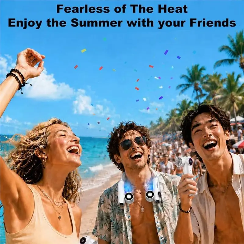 [affordable】-portable-4000mah-usb-rechargeable-neck-fan-hands-free-personal-wearable-fan-5-speeds-strong-airflow-bladeless-desig