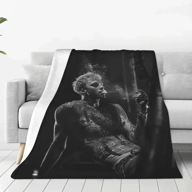 Machine Gun Kelly Mgk Rapper Blanket Flannel Spring Autumn Multi-function Thin Throw Blankets for Bedding Car Bedding Throws