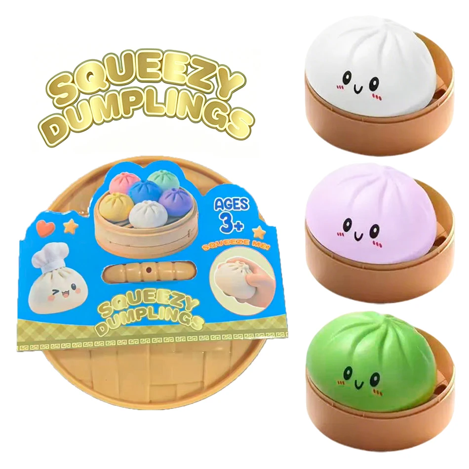 Juguetes de simulación de dumplings, blandos, coloridos, con brillantina, antiestrés, para aliviar el estrés en niños y adultos, juguete para aliviar el estrés