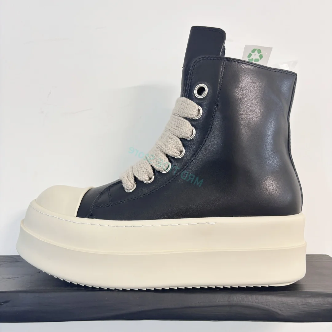 

Brand Men Shoes Casual Genuine Leather Platform Increasing Jumbo Shoelace Ankle Women Shoes Owen Vintage Luxury Designers Boots