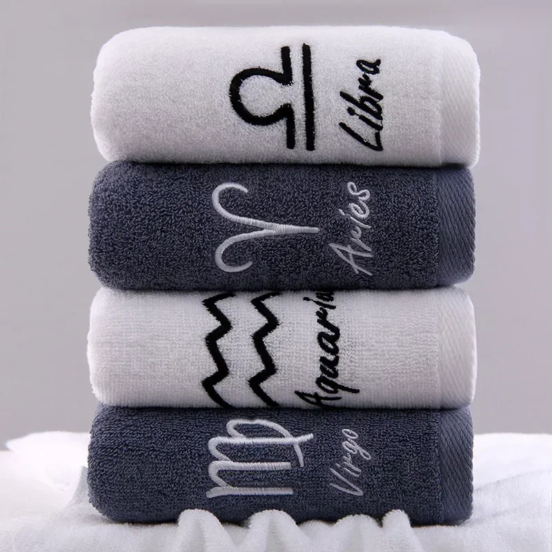 12 Constellation Letters Towel Embroidery Cotton Absorbent Quick Dry Lovers Gift Thickened Sport Soft fashion Face Towel 35x75cm