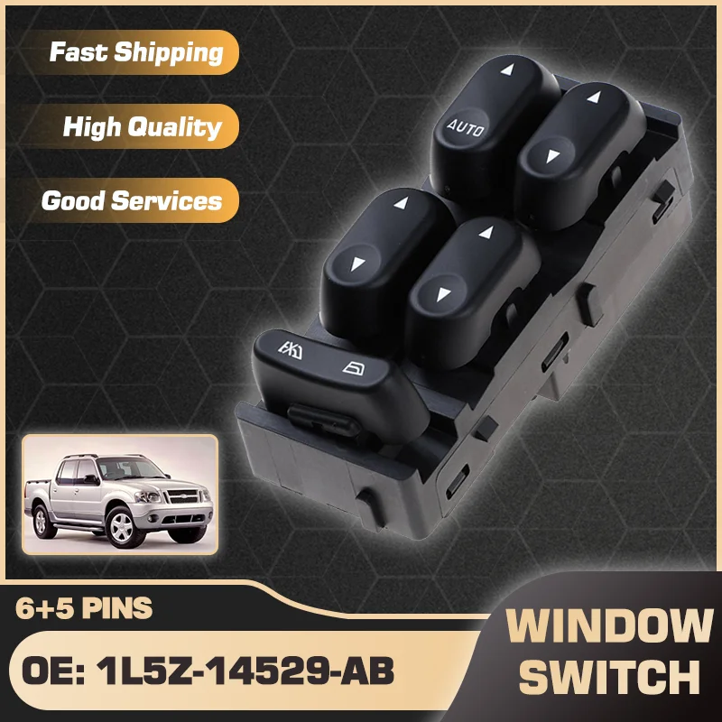 

1L5Z-14529-AB Electric Power Car Window Master Switch For Ford Explorer Sport Trac MK1 I 2001 2002 2003 3L2T-14540-CAW 6+5 Pins