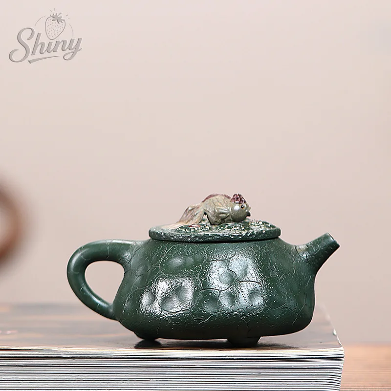 Ink Green Clay Handmade Purple Sand Pots Master Models Gold Jade Full of Stone Ladybug Tea Pot Kung Fu Tea Set