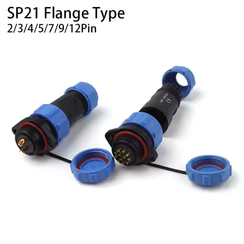 Flange SP21 IP68 Aviation Male/Female docking plug Socket 2/3/4/5/7/9/12Pin Welding type Panel Mount Connector Male Female IP68