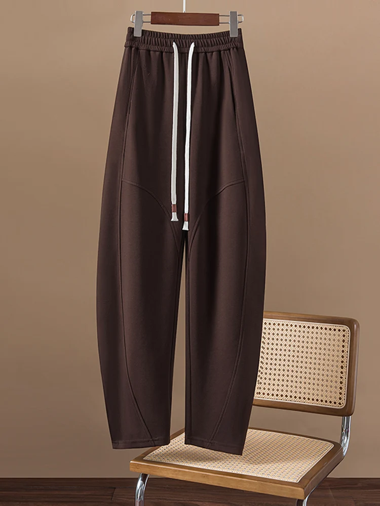 سروال نسائي فضفاض مبطن من Fce سروال الموز عالي الخصر هارلان Sle بناطيل كاجوال مستقيمة الساق دفء مريح للخريف... #4