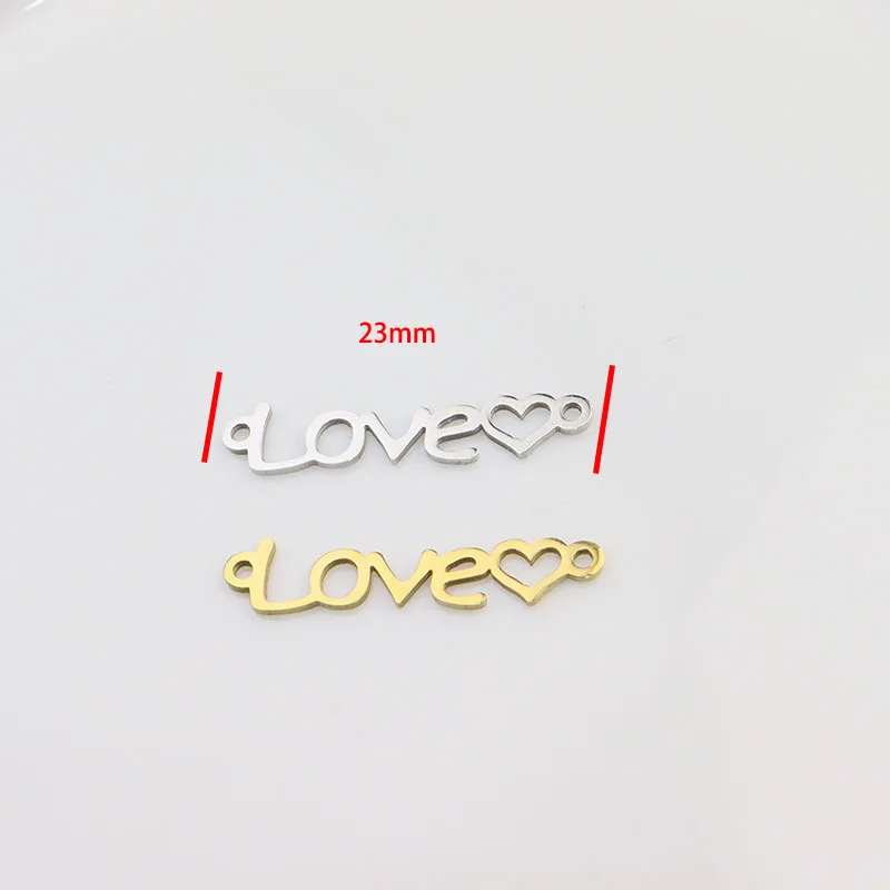 10pcs Stainless Steel Shiny Polished Heart Jewelry Charms Pendant DIY Handcraft  Vacuum Plate Waterproof Antiallergic