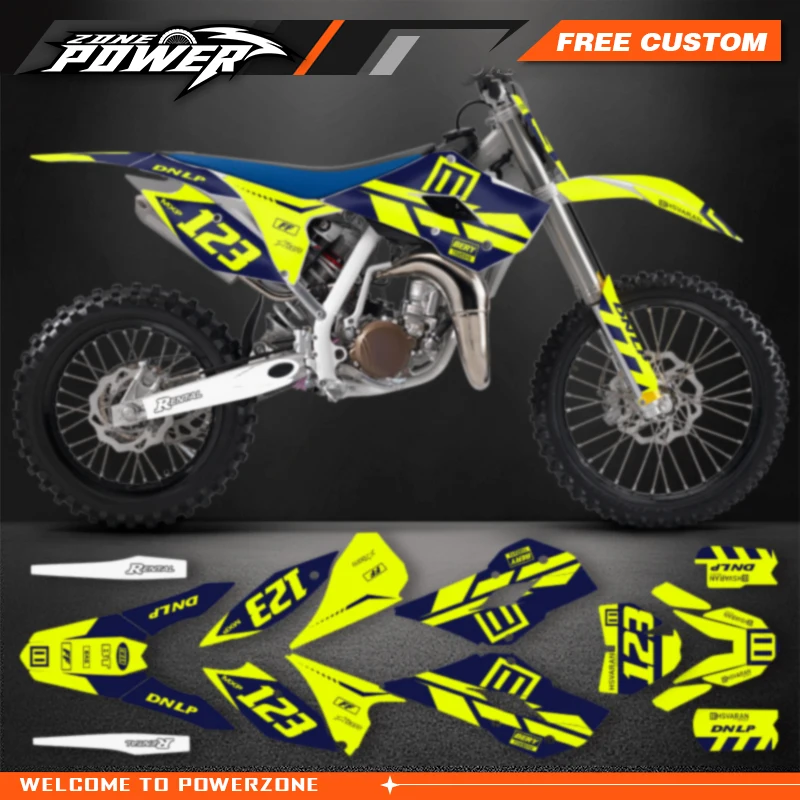 

Powerzone для Husqvarna TC85 2014 2015 2016 2017 85cc, полный комплект клейких наклеек для мотоцикла, наборы наклеек, графика на заказ