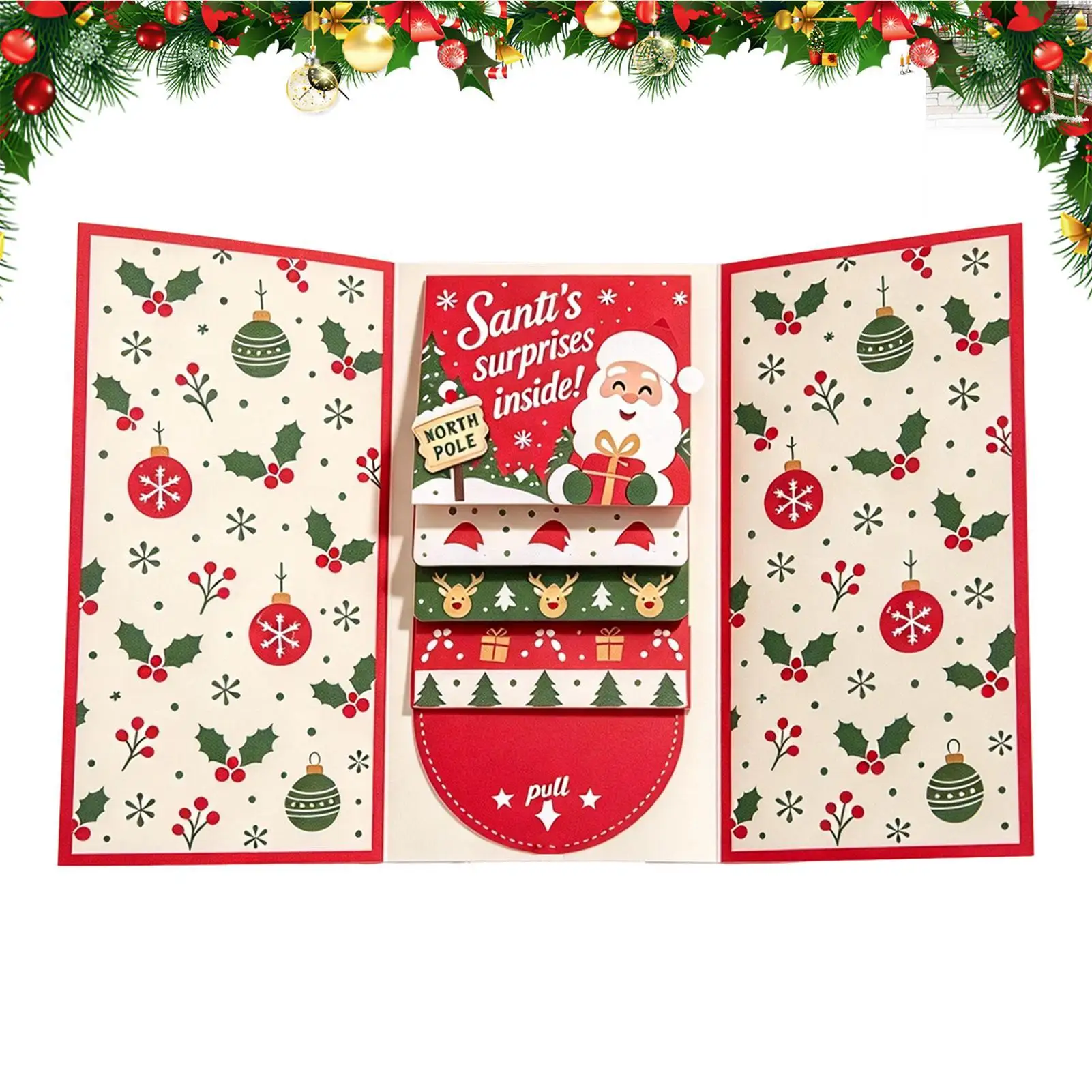 Waterfall Christmas Gifting Card Booklet Christmas Theme Gift Card Books Holiday Party Cash Notes Holder Booklet Gift Card