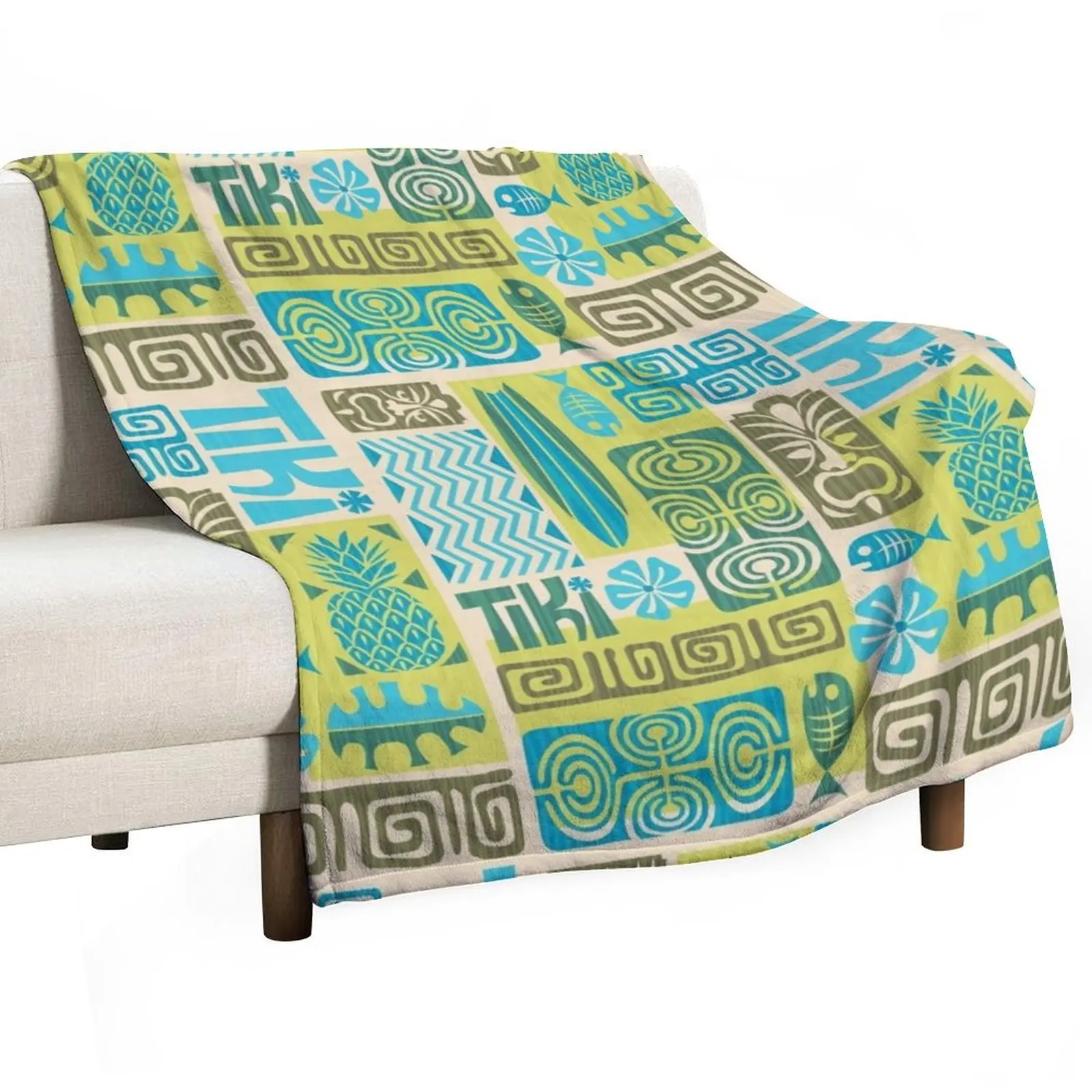 

Tiki Time Luau Party Pattern Throw Blanket Warm Comfortable Blanket Gift for Parents Friends