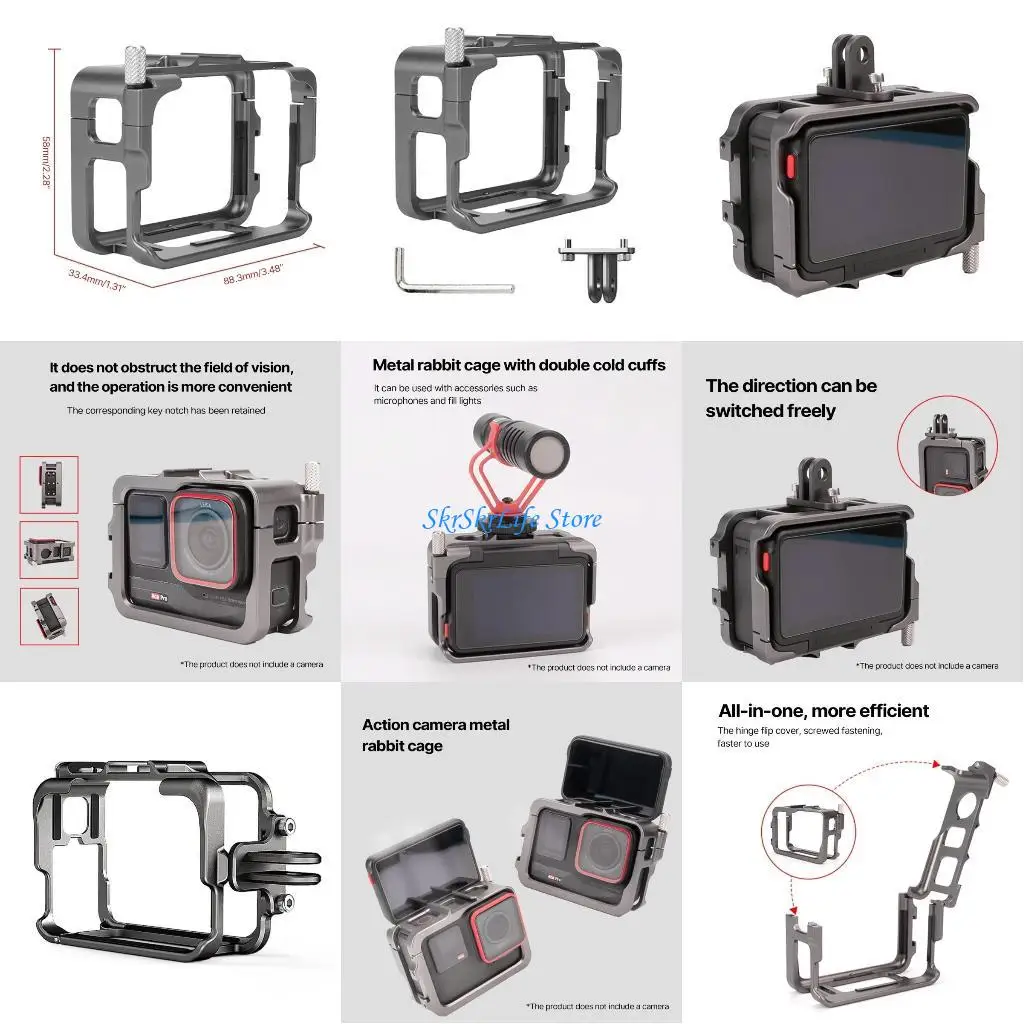 

E65E Frame Cage for Ace Protective Border Housing Case for Panoramic Action Camera Protector Metal Cage