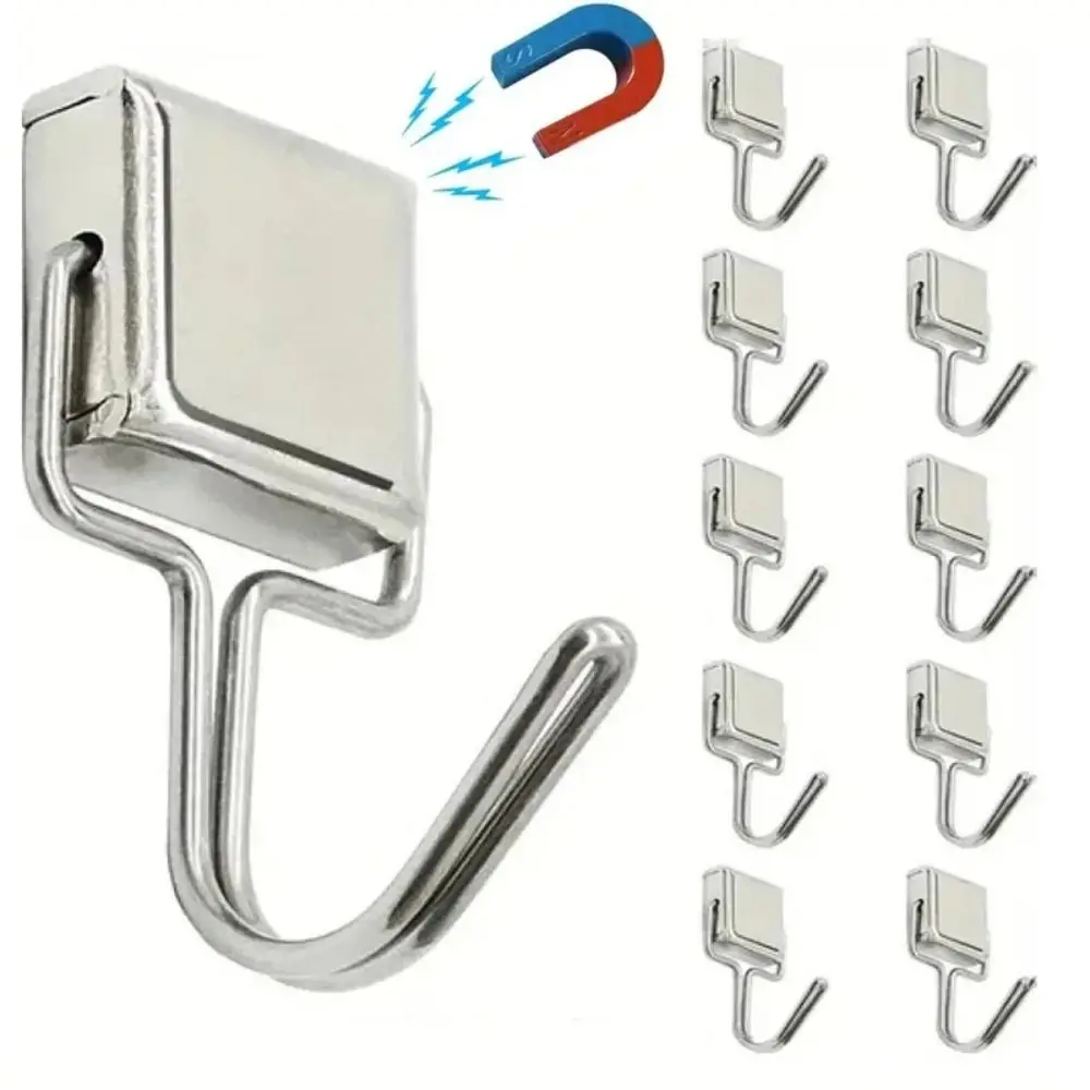 

10pcs Mini Square magnetic hook Built-in magnet High flexibility Magnet Hook 180 degree rotation Q235&NdFeB No-trace Hook