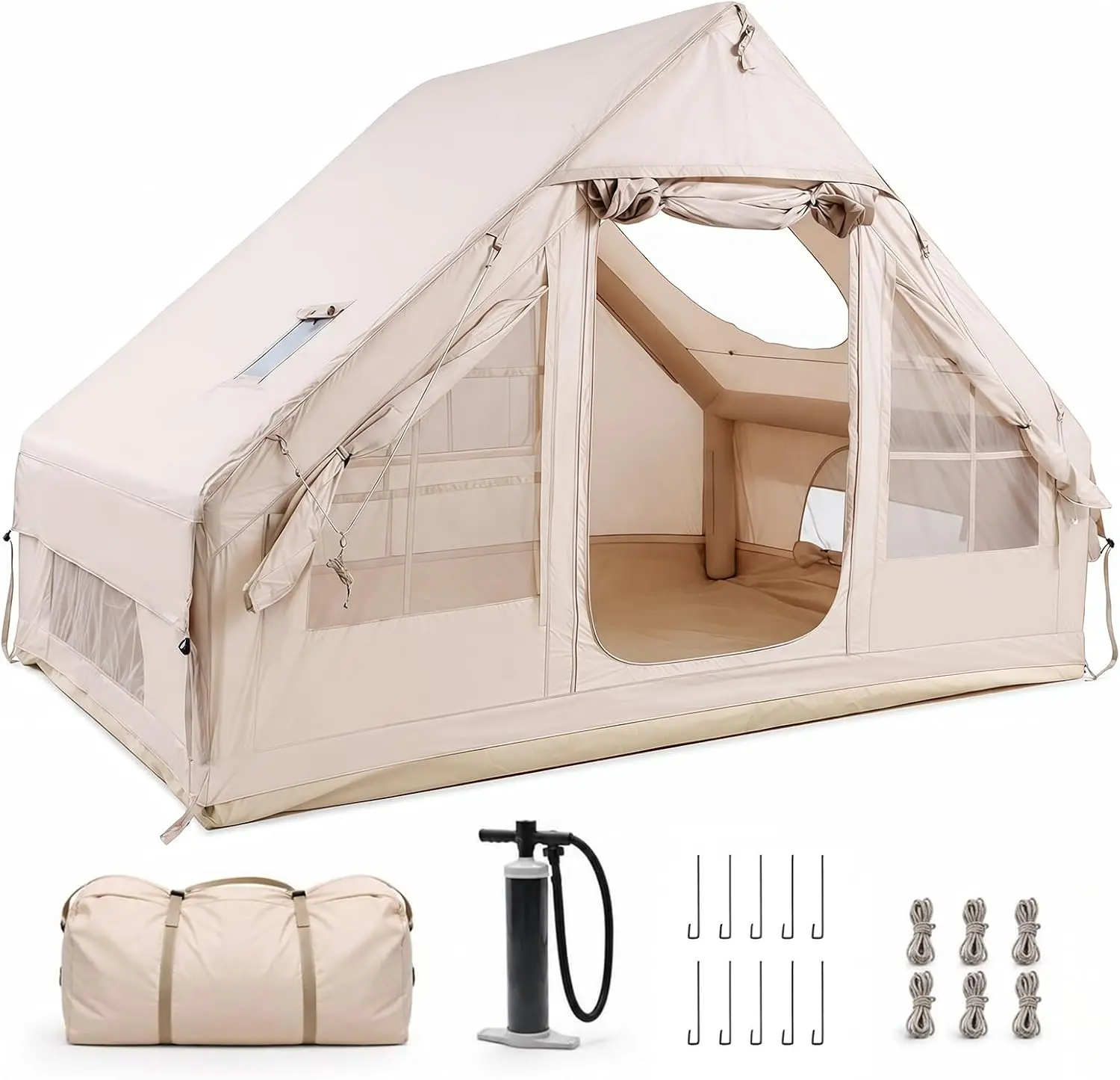2026 Durable Waterproof Inflatable Tent 4-6 Person All Season Heavy Duty Air Cabin Outdoor Glamping for Family Adventurepromote
