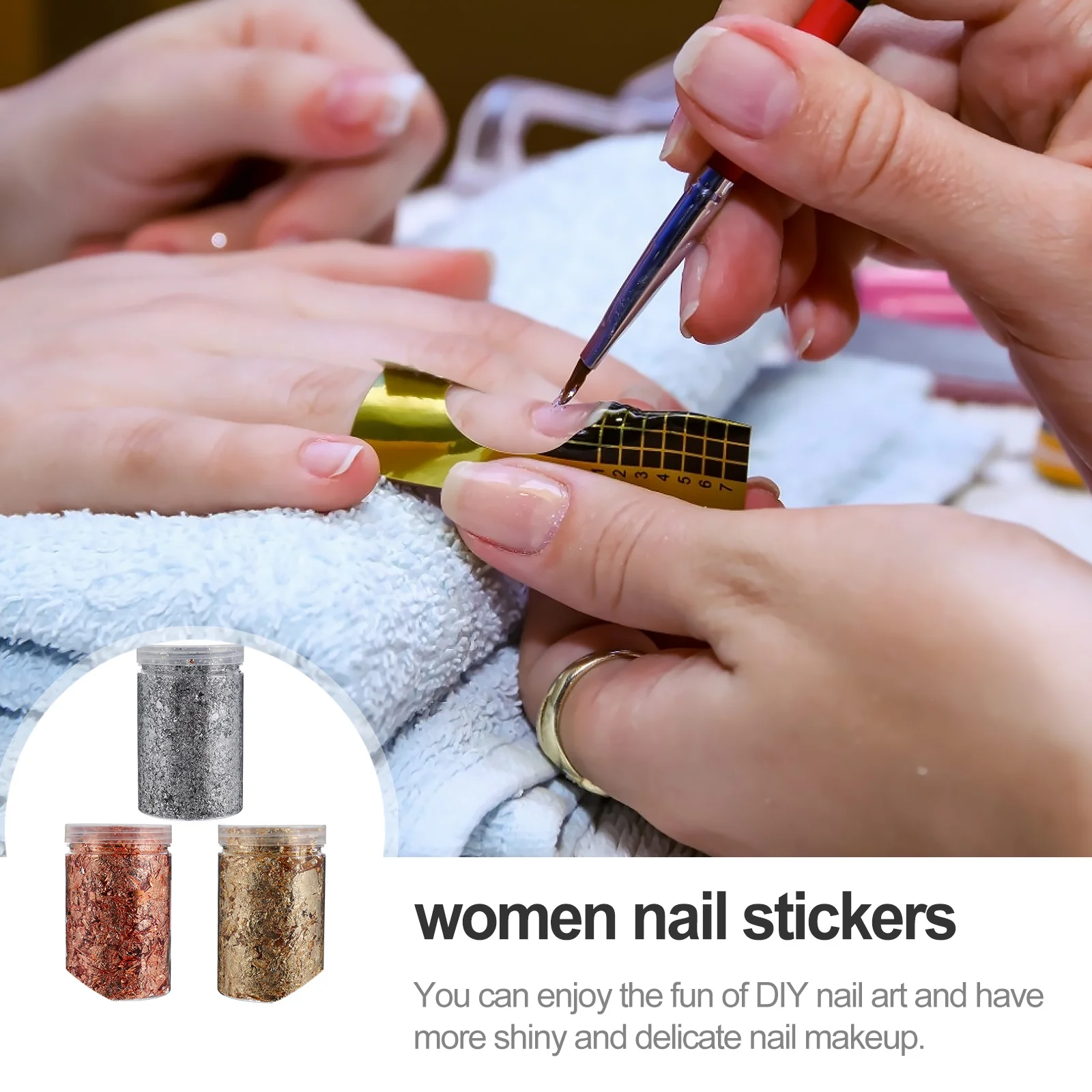 3 قطعة مسمار الفن زينة بريق احباط الذهبي الفضة DIY بها بنفسك مانيكير حلية النساء مسمار الفن ملصقات الطرف استخدام مانيكير حلية #6
