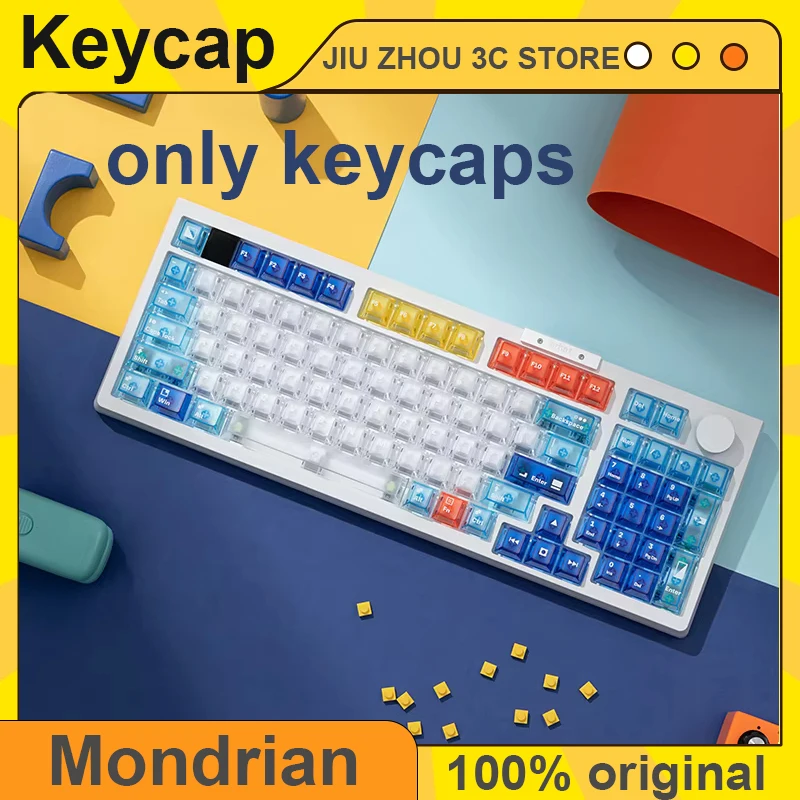 

KEYMOJI Mondrian Geometric Figure RGB Clear Keycap Set Cherry Profile Wooting Keycap 139Keys Mechanical Keyboard Key Caps Custom