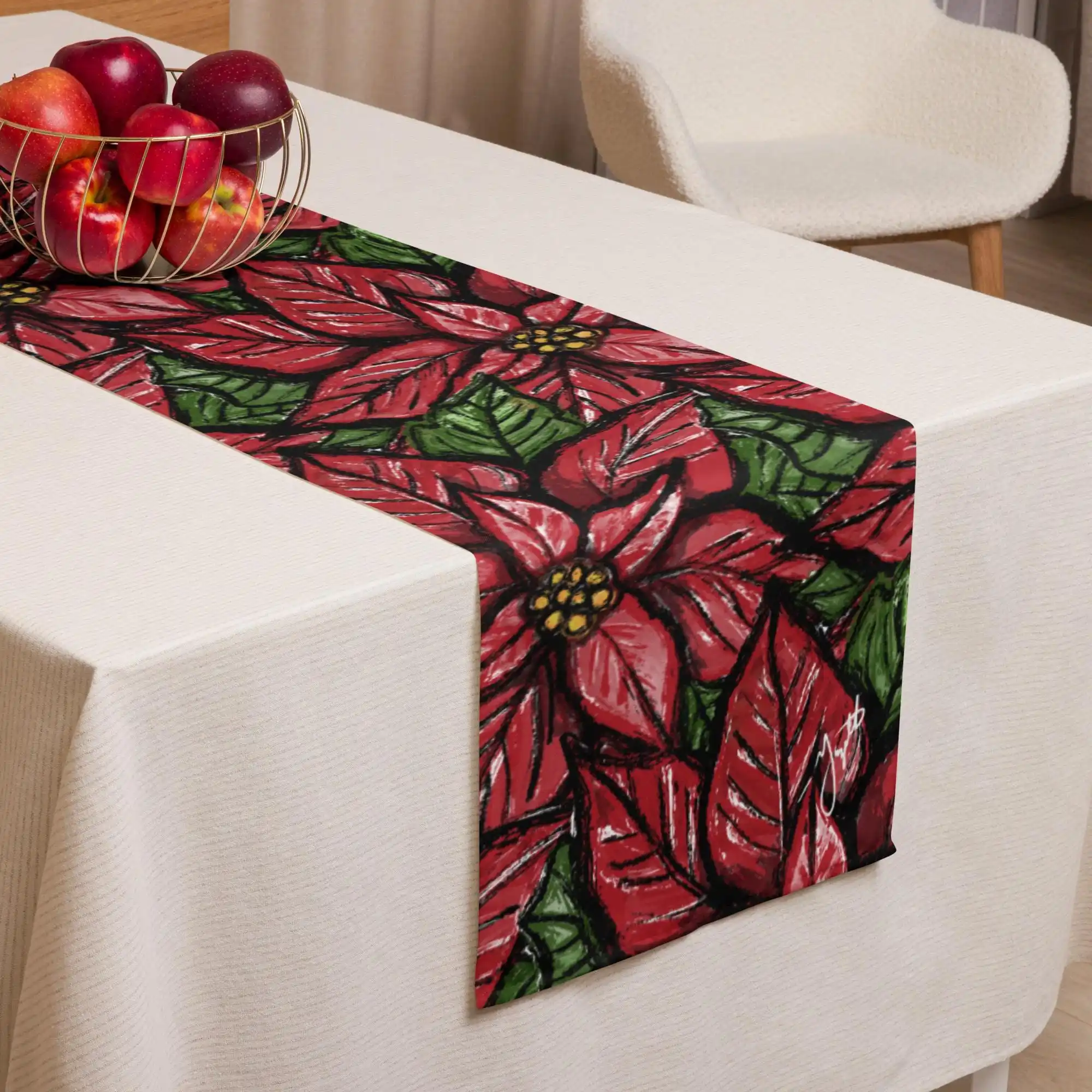Flower New Year Christmas Hashanah Flower Line Vintage Table Runner Flowers Home Decor Dia De Los Muertos Party Table Decoration