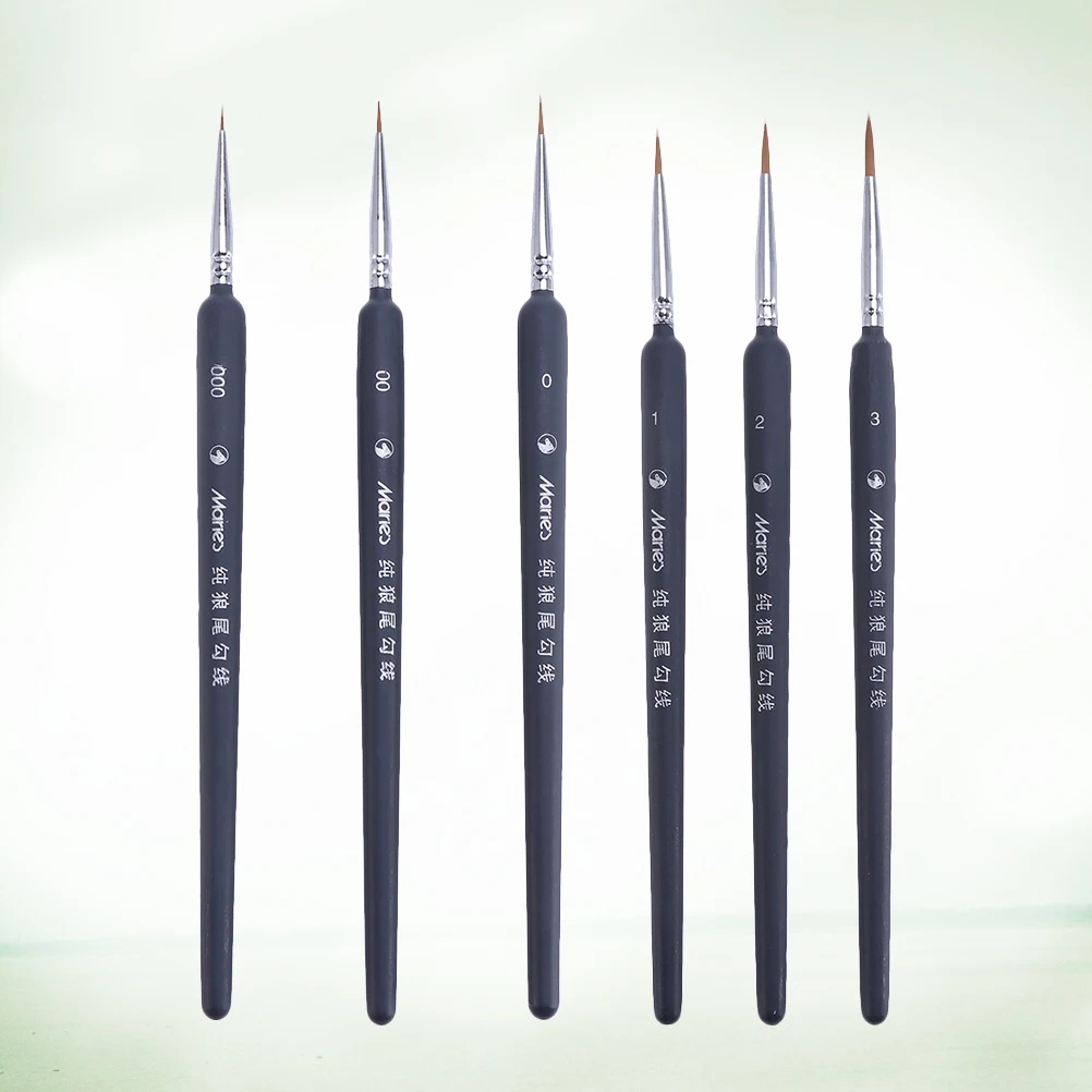 

6pcs Brushes Durable Painting Accessories Long Handle for Acrylic Watercolor Oil Paints Portable Supplies