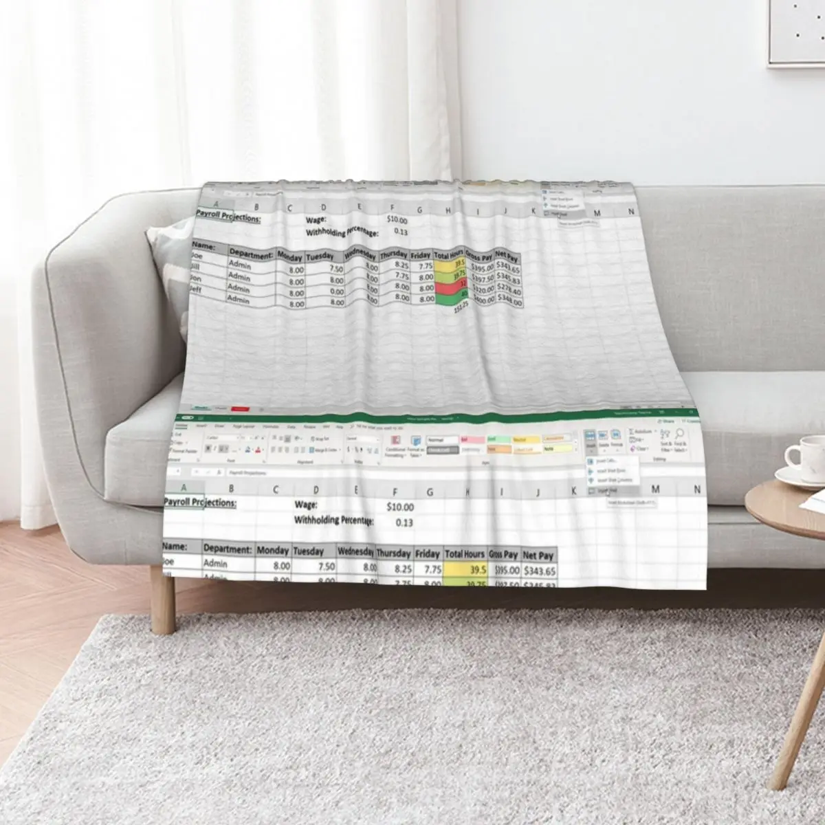 Excel spreadsheet Throw Blanket Decorative Soft Throw Blanket for Couch Sofa
