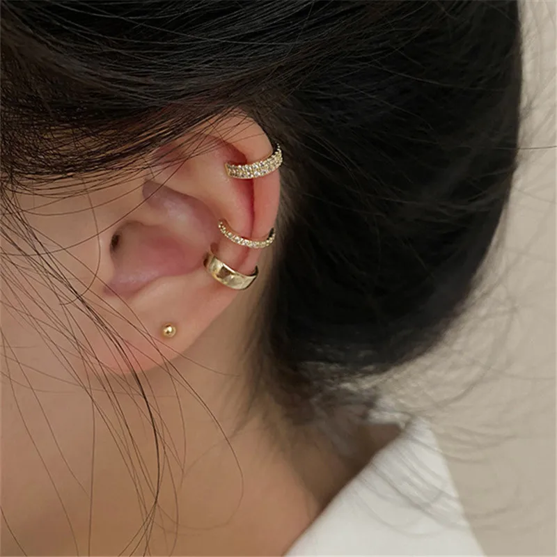 1Set Punk Vintage Crystal Ear Clip Earrings For Women Ear Cuffs Jewelry Without Hole Fake Piercing Earrings Clip eh104