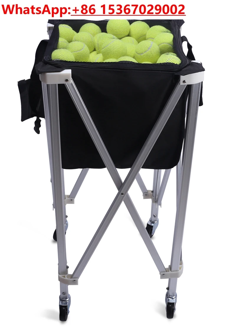 بعجلات فرامل، 180 سلة تنس بيسبول، قابلة للطي محمولة، مدرب تنس ذو سعة كبيرة