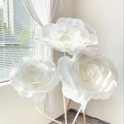 Giant PE Foam Rose Artificial Flower Branches Wedding Backdrop Decoration Garden Wall Road Lead Stage Party Supplies