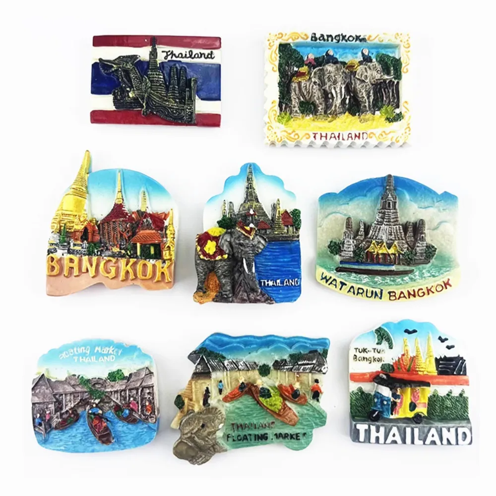 Asia Thailand Tourist Souvenir Fridge Magnets Decoration Articles Handicraft Magnetic Refrigerator Collection Gift