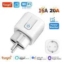Tuya Smart Plug WiFi EU Socket 16A/20A with Power Monitoring Timer Outlet Smart Life APP Control Support Alexa Google Home Alice