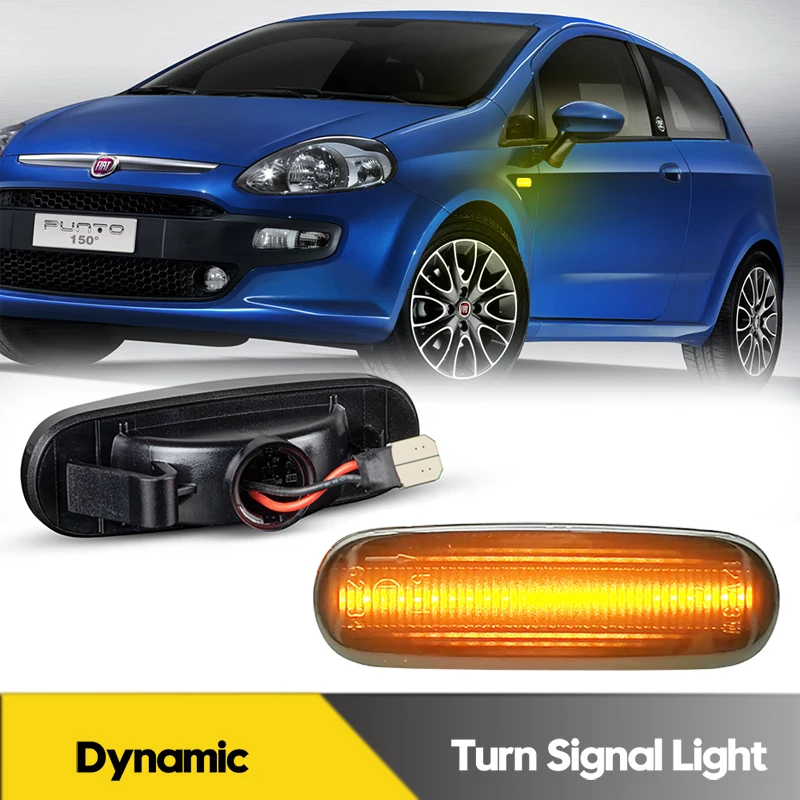 

2Pcs LED Dynamic Side Marker Light Turn Signal Blinker Lamps For Fiat Panda 169 Grande Punto 199 Doblo Fiorino Peugeot Citroen