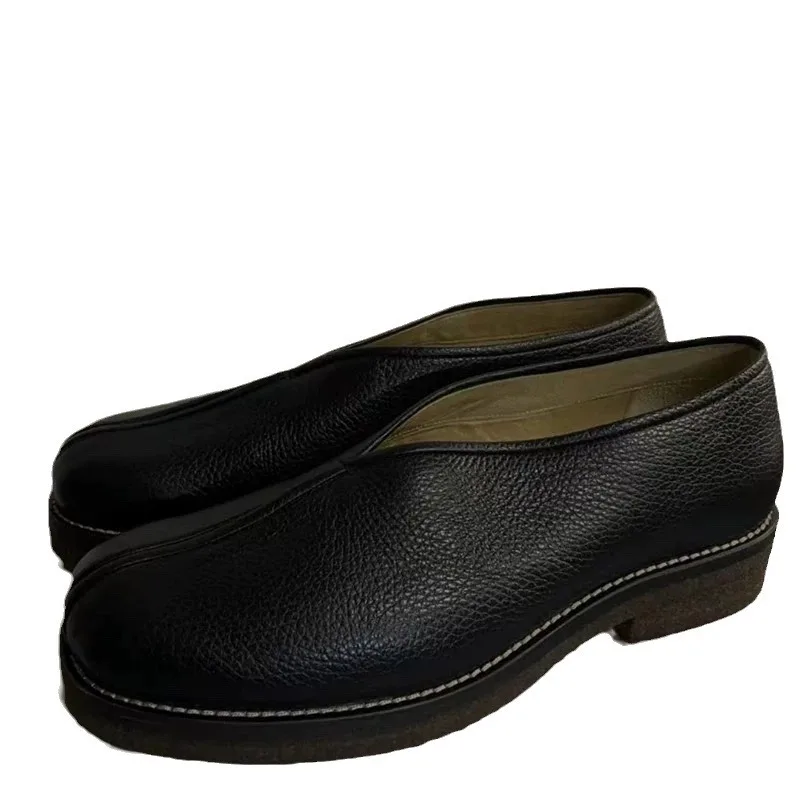 Men's and Women's Square Shoes in Spring and Summer of Retro Lazy People with Soft Soles and Low-heeled Monk Shoes