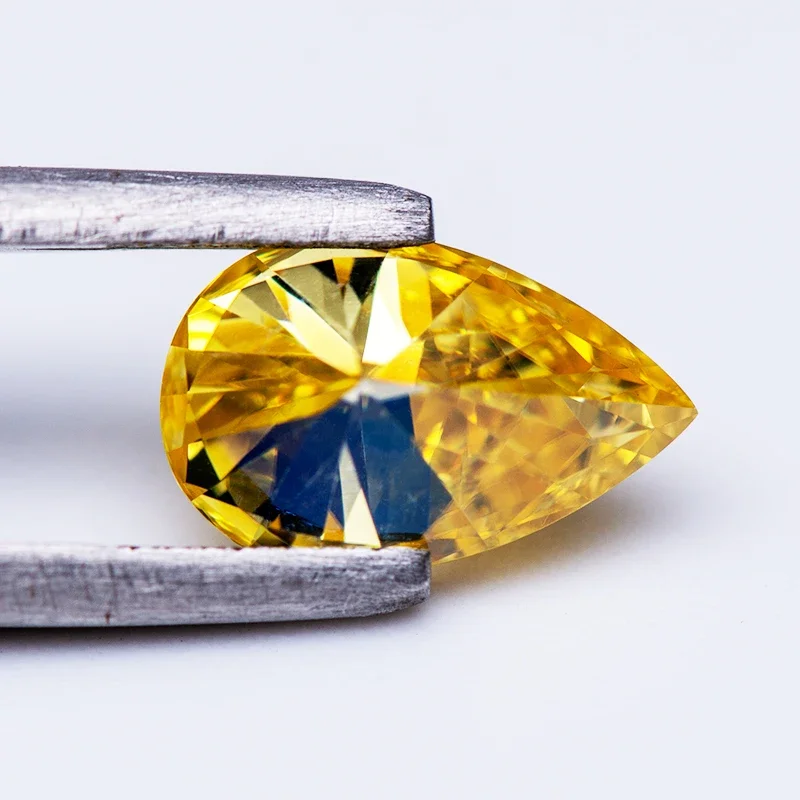 Moissanite batu permata Lemon warna kuning pir Cut Lab dibuat berlian perhiasan dengan sertifikat GRA