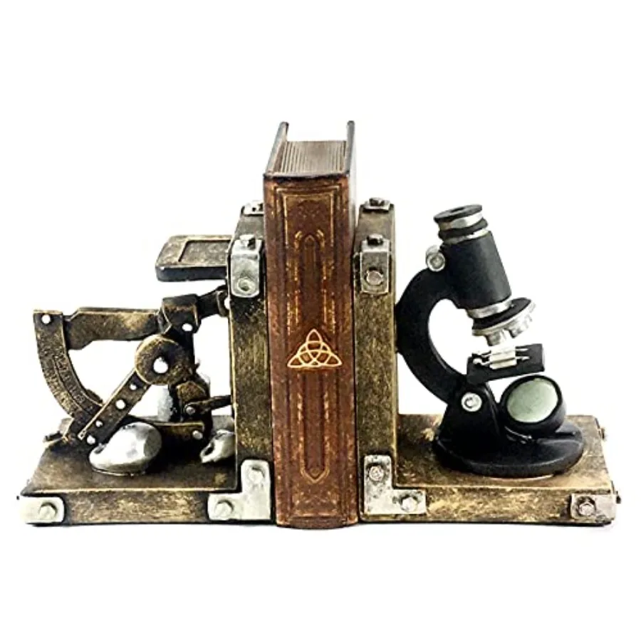 

22731 Decorative Bookend Scientist Book Ends Support Bookshelves Science Gift Heavy Duty Non Skid Gold Home Decor 6 Inches