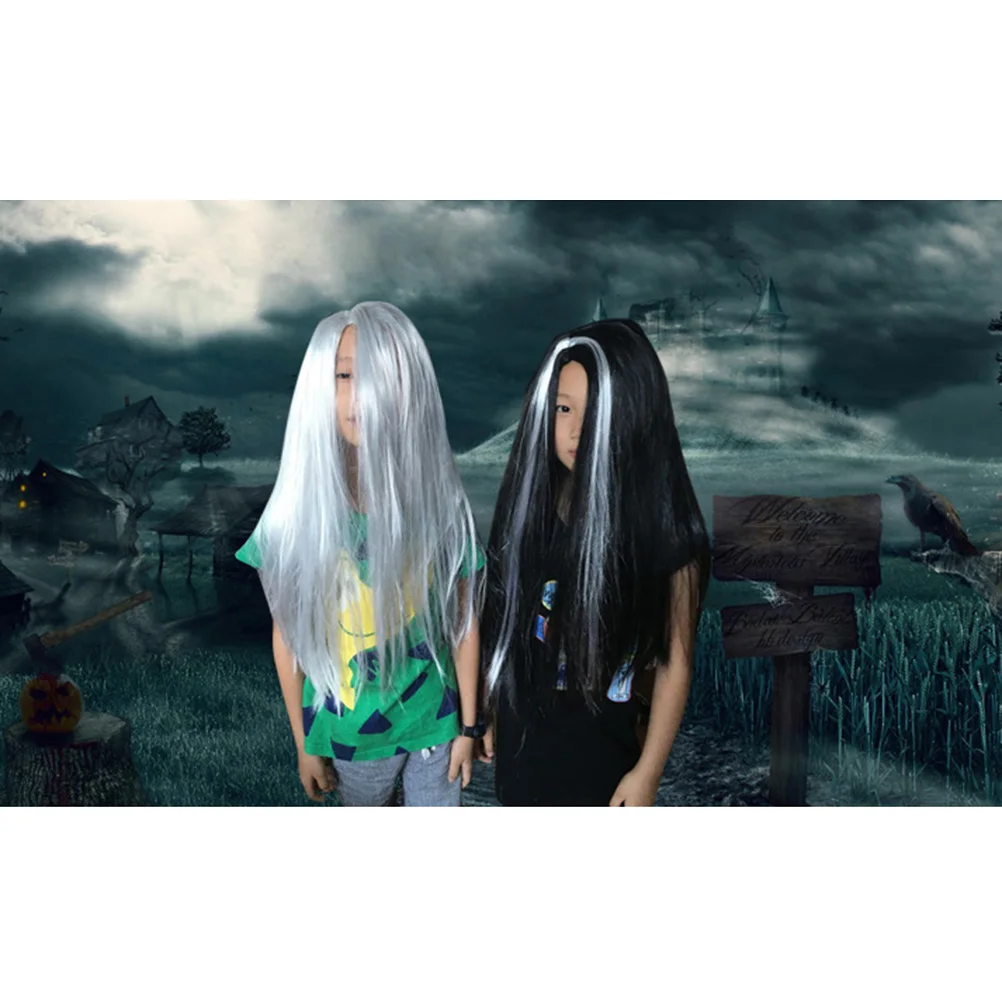 

Ghost Hair Decoration Witch Cosplay For Halloween White Straight Long Make up