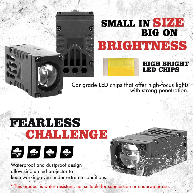 LED Car Grille Spotlight Projector Len Light DRL 380W 88000LM Super Bright Motorcycle Auxiliary Spotlight 6500K 12V