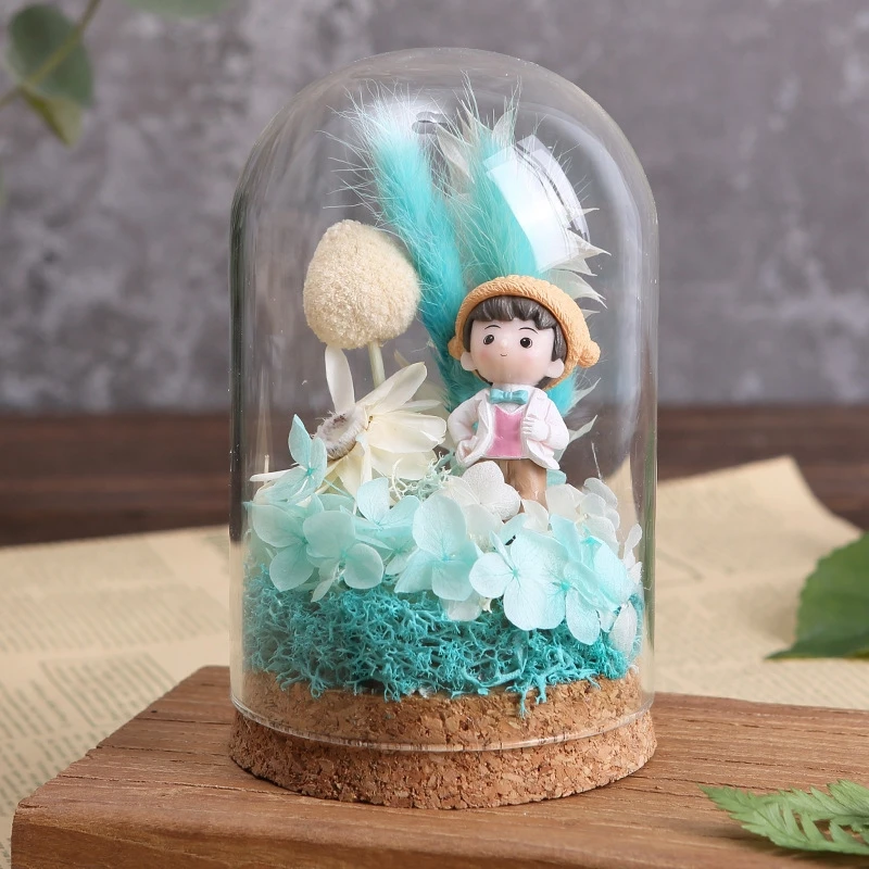 6sets/pack 6*8cm 6*10cm 6*12cm 6*15cm Mini Size Tube Shaped Glass Dome Wedding Decoration Cork Base Transparent Cover DIY Gift