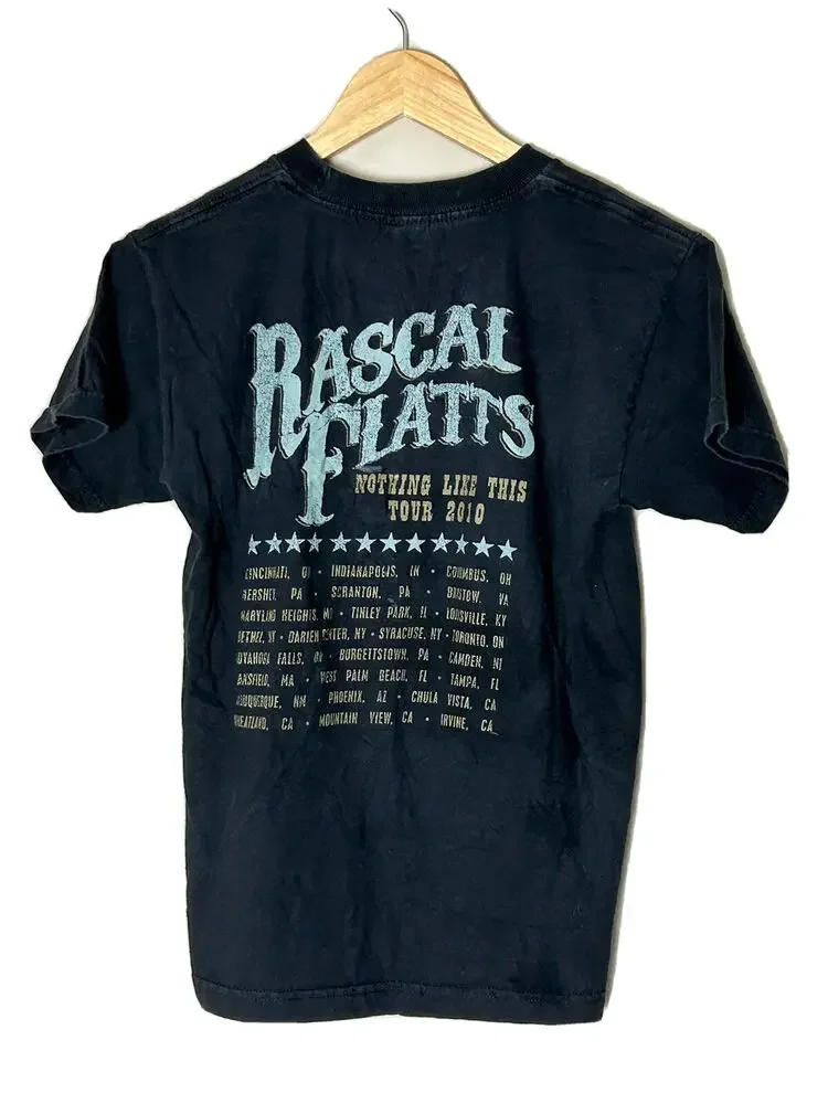 Rascal Flatts Shirt Black Short Sleeve Crew Neck Concert Shirt Country Youth L