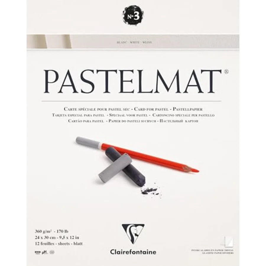 

Бумага Pastelmat White, клееная, 24x30 см, для рисования пастелью, мягкая текстура, светлый цвет, идеально подходит для смешивания и создания слоев.